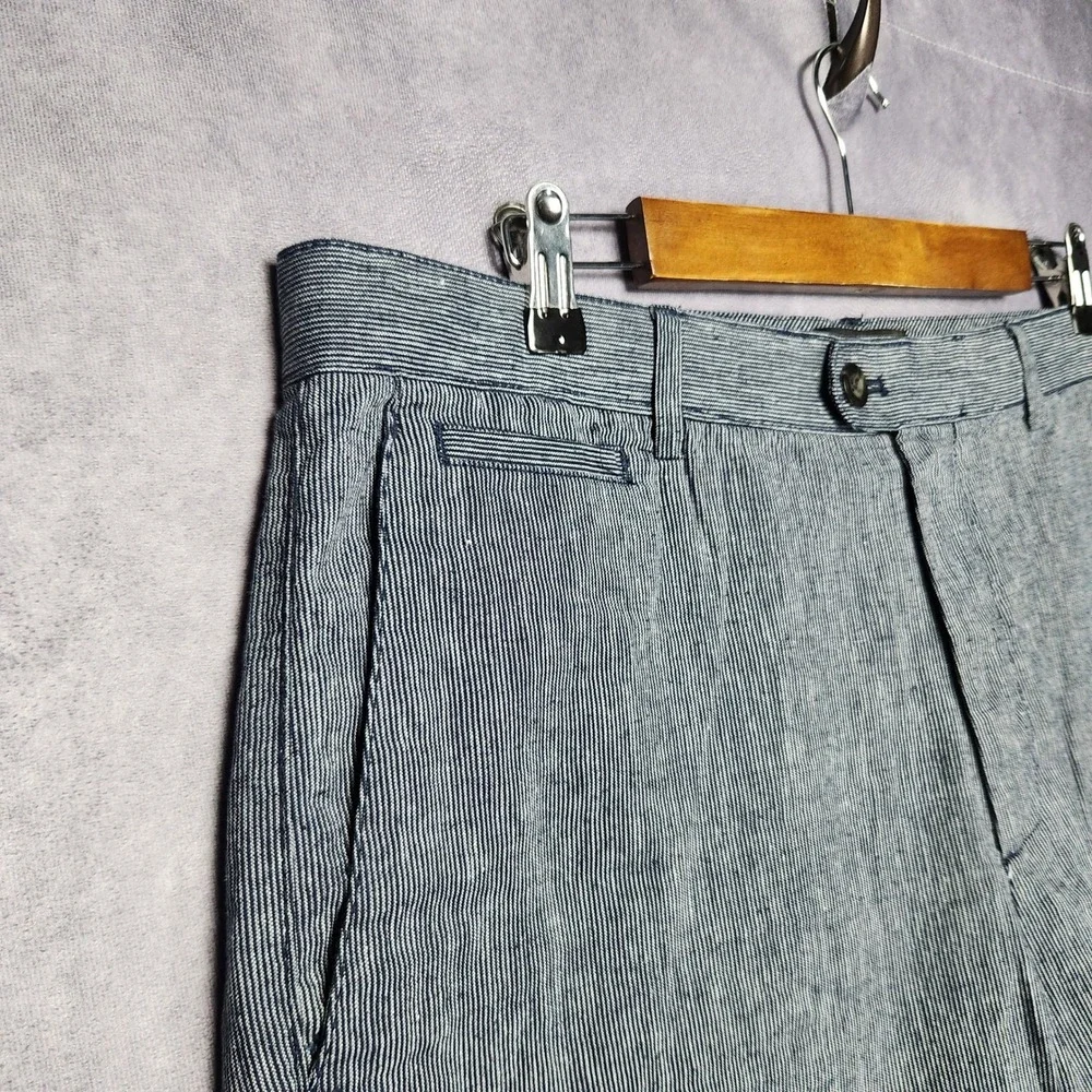 Banana Republic Mens 36 Blue White Stripe Linen Blend Shorts